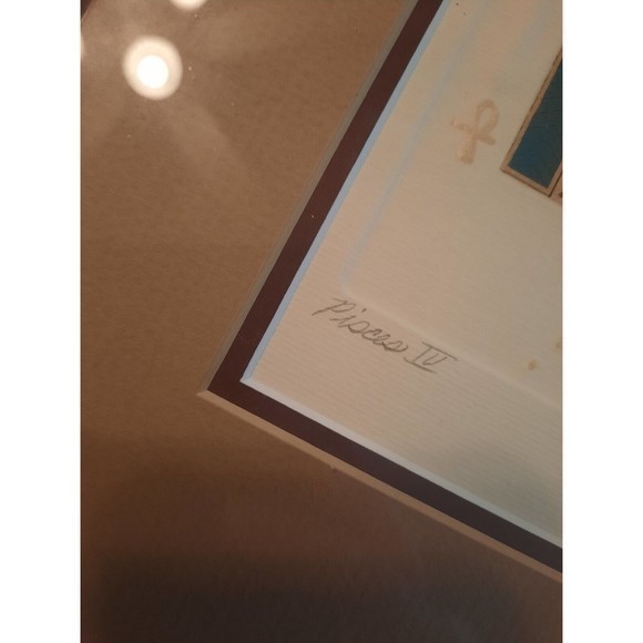 Jan Fleck "PISCES" Artist's‎ Proof 42/150, Hand-Painted Egyptian Etching, Signed - Picture 9 of 15